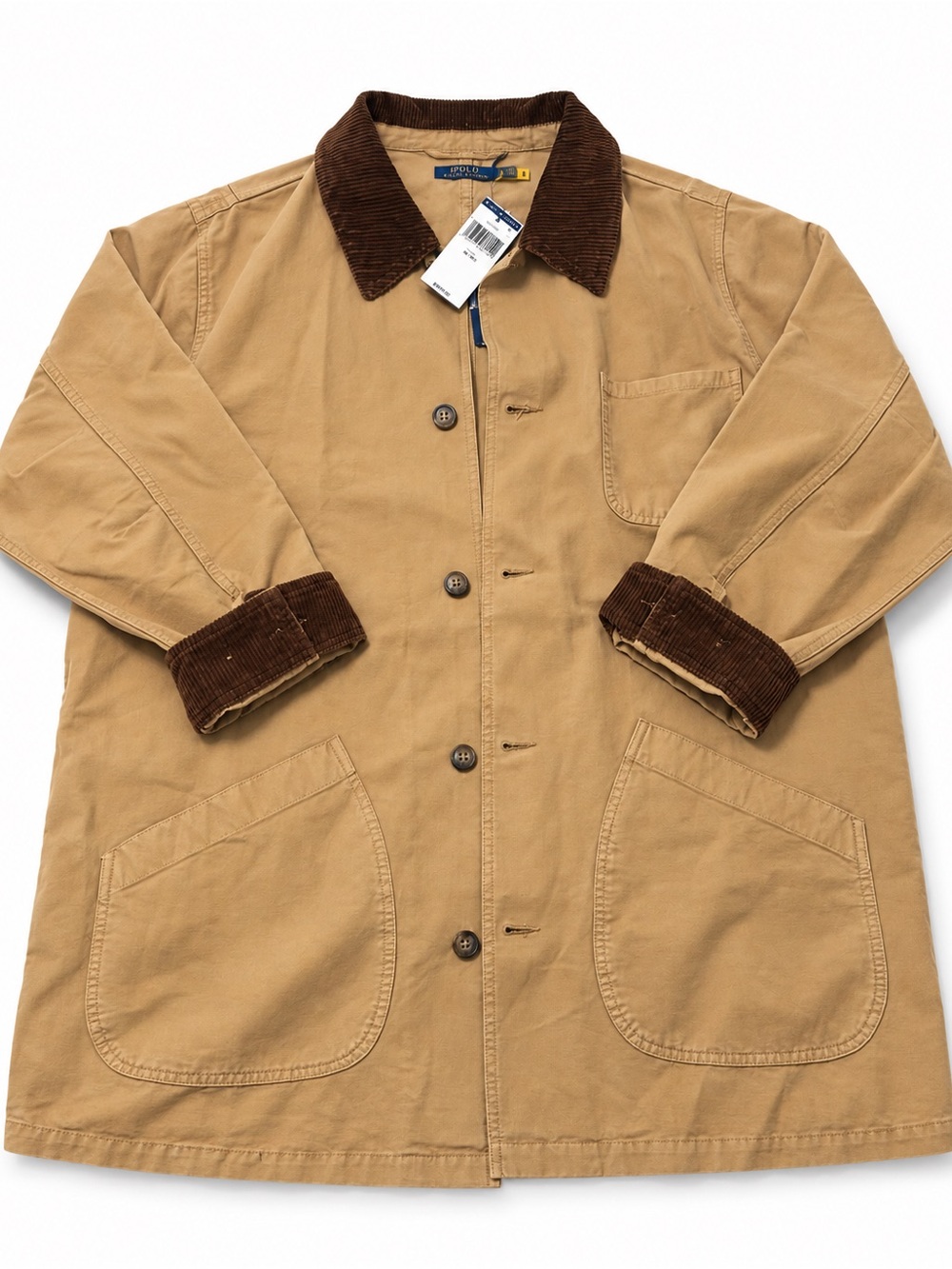 Polo by Ralph Lauren Tan Field Jacket with Brown Corduroy Trim